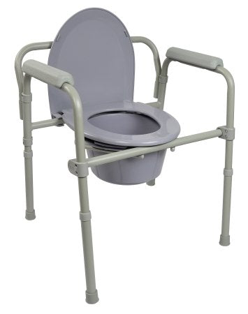 McKesson Drive Commode Chair Fixed Arm Steel Frame Seat Lid Back 16.6 to 22.5 Inch