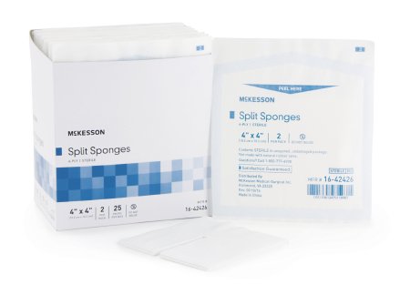 McKesson Medi-Pak Performance Plus Drain-Split Sponge Poly/Rayon 6 Ply 4 X 4 Inch - Pack