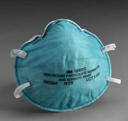 3M 1860S N95 Health Care Particulate Cup Respirator and Surgical Mask, Small, ASTM F1862, Blue (6 boxes of 20)