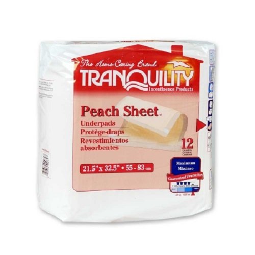 Tranquility® Peach Sheet Underpad-Capacity 34 fl oz (1 L) Pad Size 21 1/2" x 32 1/2" Color Peach - Pack of 12