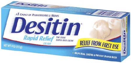 DESITIN Rapid Relief Zinc Oxide Diaper Rash Cream 4 oz ( Pack of 5)