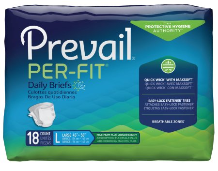 Prevail Per-Fit Maximum Absorbency, Briefs, Large, 18-Count (Pack of 4)