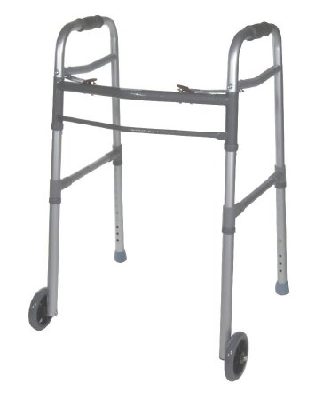Drive Medical Two Button Folding Universal Walker, Gray, Adult / Junior