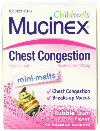 Mucinex Children's Mini Melts, Chest Congestion, Bubble Gum, 12ct