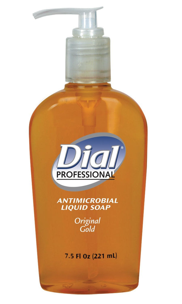 Dial 84014CT Gold Antimicrobial Liquid Hand Soap, Floral Fragrance, 7.5oz Pump Bottle, CS/12