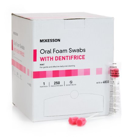Oral Swabstick McKesson Foam Tip Dentifrice Box of 250
