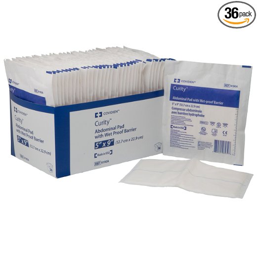 Covidien 9190A Curity Abdominal Pads, Sterile, 5" x 9" (Pack of 36)