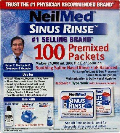 Neilmed® Sinus Rinse - Nasal Rinse Refill Kit - 100 per Box