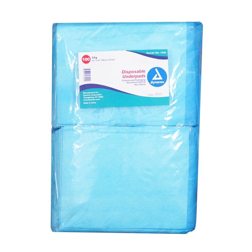 Disposable Blue Underpad Chux, 23*24, Pack of 100 by Dynarex