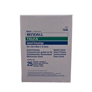 Covidien 7540 Dressing Telfa Island Wound LF St Gauze 4x5 White Adhesive BX/25