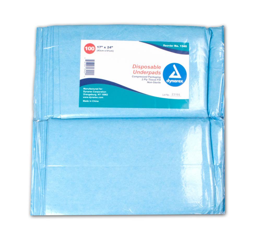 Dynarex 1340 Underpad Disp Tissue Fill 17"x24", PK/100