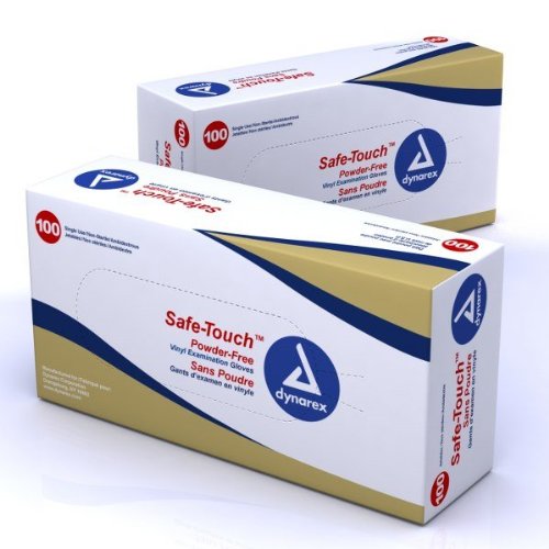 Safe-Touch Powder-Free Vinyl Exam Gloves M Case/10 Boxes by Dynarex