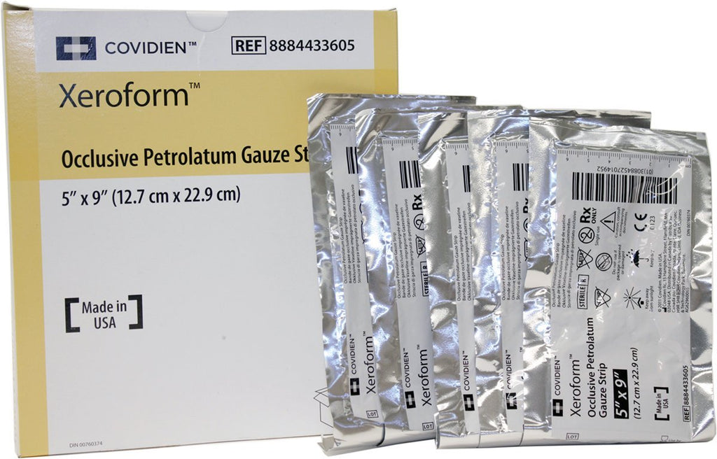 Covidien 8884433605 Xeroform Petrolatum Gauze Dressing 5" x 9", Pack of 5