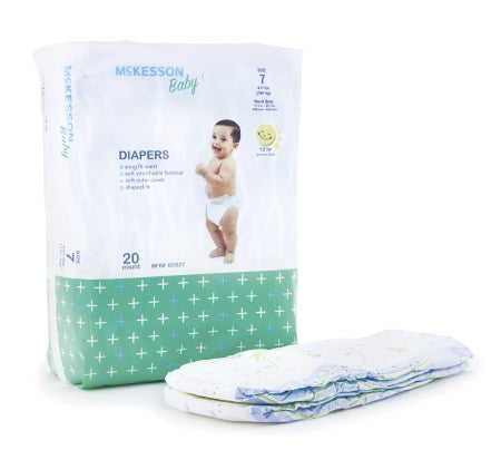 McKesson Baby Diaper, 41+ lbs, SIZE 7, Disposable, McKesson BDSZ7, PK/20