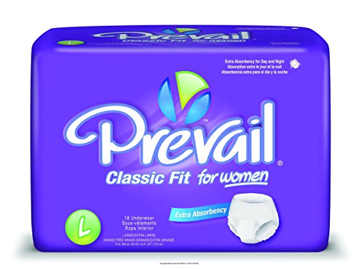 Prevail Underwear for Women, Classic Fit Womens Large, (1 CASE, 72 EACH)