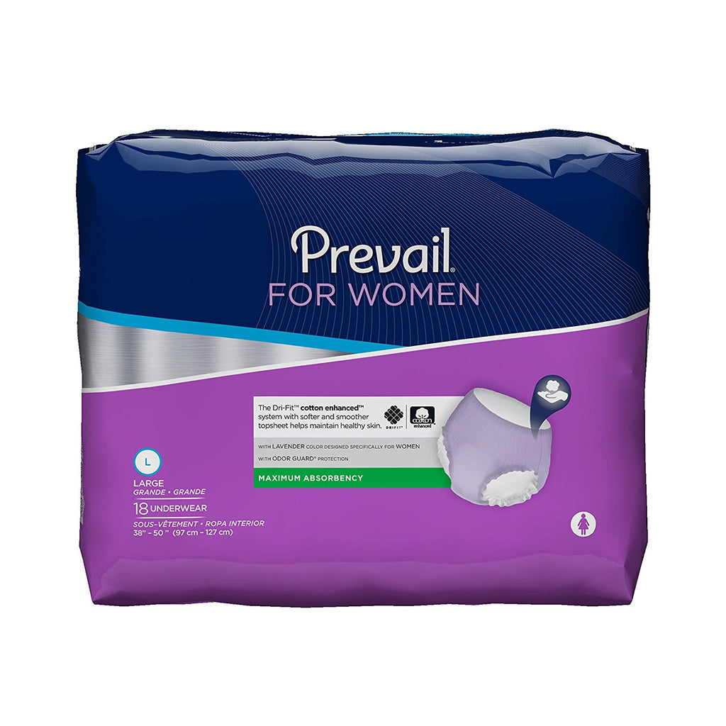 Prevail for Women Moderate Absorbency Adult Underwear PWC-513/1 Large Case of 72, Lavender