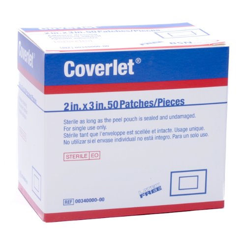 BSN Medical 00340000 Coverlet Patches, Latex-Free, 2" x 3" Size (Pack of 12)