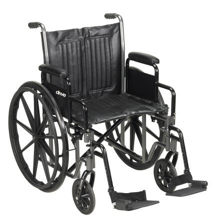 20" Wheelchair, Steel, Black, Detachable Desk Arm, Swing Away Foot Rest, 350 Lb.
