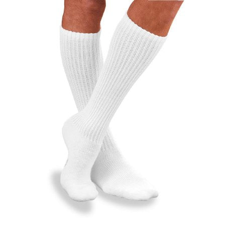 SensiFoot 8-15 mmHg Unisex Knee High Diabetic Mild Support Socks White, Large