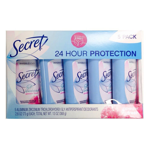 Secret Invisible Solid Deodorant, Powder Fresh (2.6 oz., 5 pk.)
