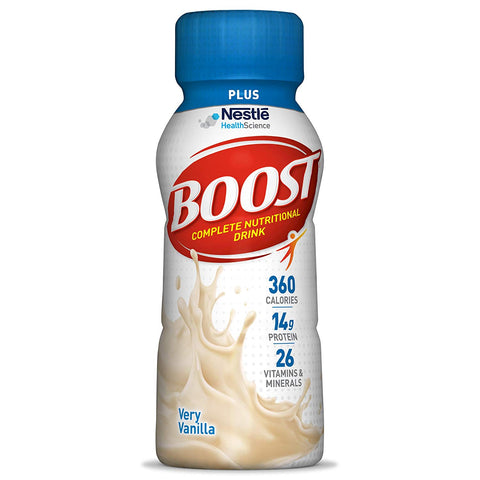 Boost Plus Complete Nutritional Drink, Very Vanilla, 8 fl oz Bottle, Very Vanilla - 12 Pack