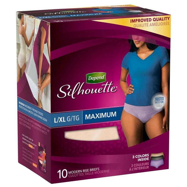 Depend Underwear Silhouette Maximum Absorbency for Women, Large/X-Large, 10 C...