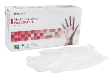 McKesson 14-116 Exam Glove, Vinyl Powder Free, Medium Nonsterile - Box of 100