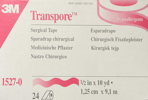 3M Medical Tape Transpore Plastic 1/2" X 10 Yards NonSterile (#1527-0, Sold Per Piece)