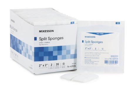 McKesson Performance Plus Hi Absorbency Split Gauze Sponge Sterile 2", Pack of 2, 16-42026