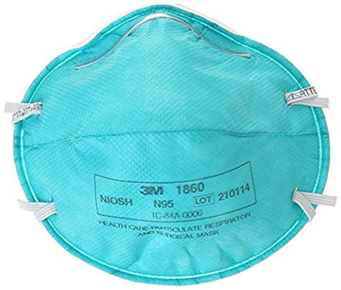 3M 1860 N95 Health Care Particulate Cup Respirator and Surgical Mask, Standard, ASTM F1862, Blue (6 Cases of 20)