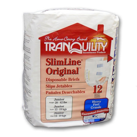 Tranquility SlimLine Disposable Briefs, Junior, CS/120