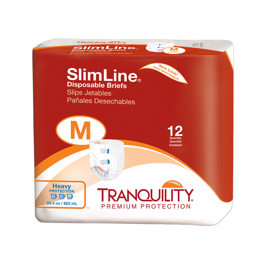 Tranquility 2122 SlimLine Disposable Briefs (Medium) - Pack of 12