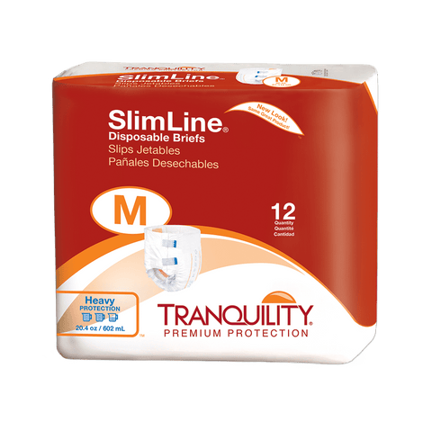 Tranquility 2122 SlimLine Disposable Briefs (Medium) - Pack of 12
