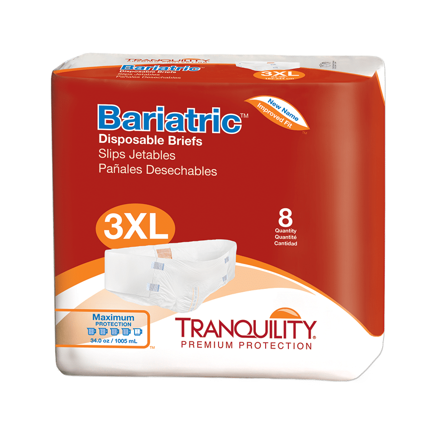 Tranquility 2190 Bariatric Fitted Briefs Size 3XL 64-90 Case/32 (4 bags of 8) - 3 Kings Medical Supplies