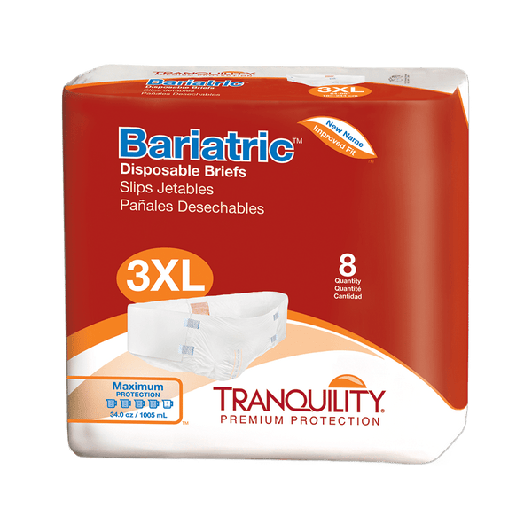 Tranquility 2190 Bariatric Fitted Briefs Size 3XL 64-90 Case/32 (4 bags of 8) - 3 Kings Medical Supplies