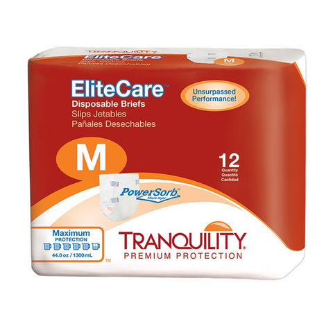 Tranquility EliteCare Maximum Absorbency Tape-Tab Style Brief Medium, PK/12