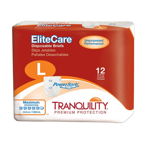 Tranquility EliteCare® Maximum Absorbency Tape-Tab Style Brief, Large PK/12