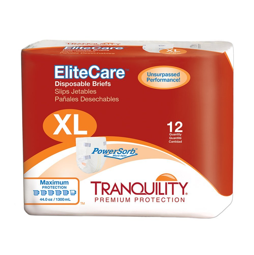 Tranquility EliteCare® Maximum Absorbency Tape-Tab Style Brief, X-Large, PK/12
