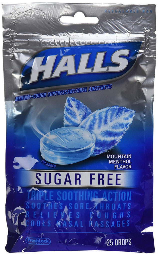 HALLS SUGAR FREE COUGH DROP MOUNTAIN MENTHOL 25 EACH