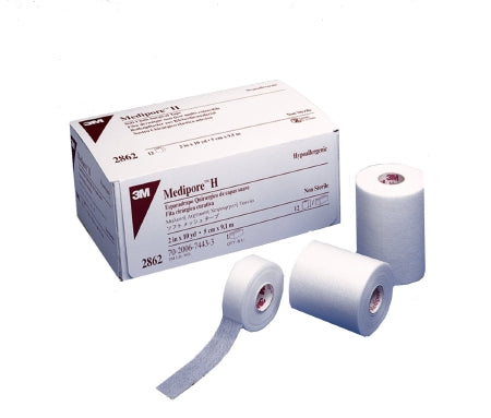 3M Medipore H 2" x 10 Yard Hypoallergenic Soft Cloth Surgical Tape, Special Pack of 3 Rolls, Item 2862