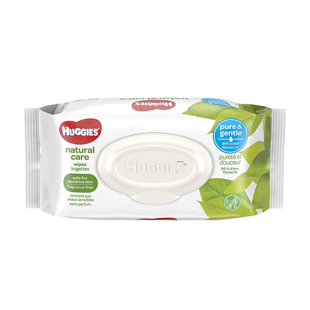 HUGGIES Natural Care Unscented Baby Wipes, Sensitive, 8 Flip-top Packs, 448 Count Total