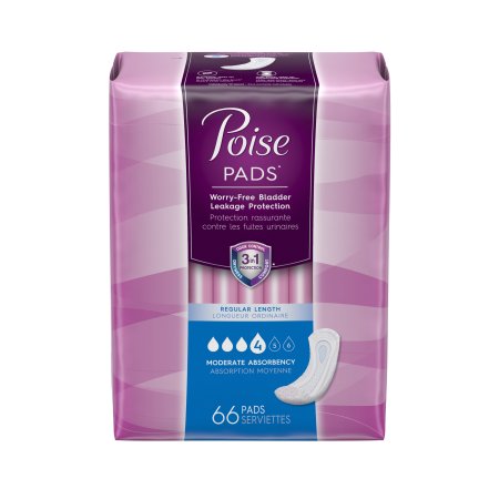 Poise Incontinence Pads, Moderate Absorbency, Regular, 66 Count