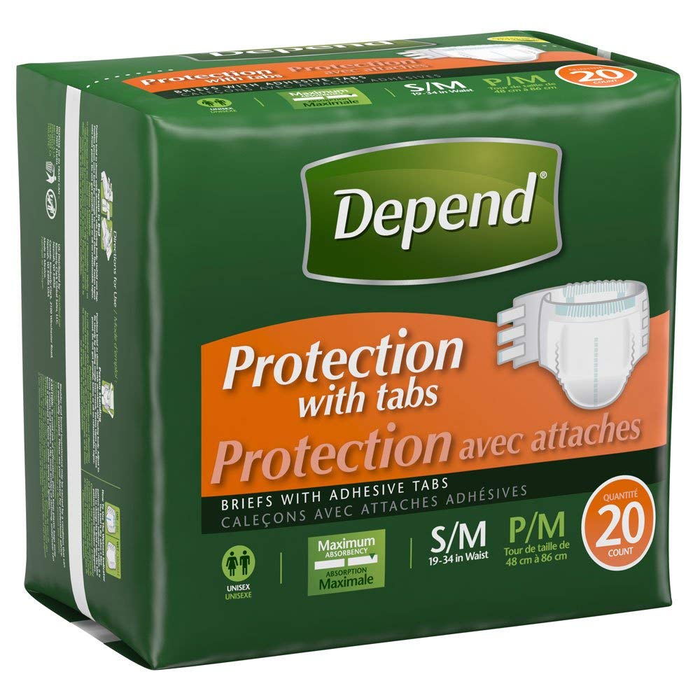 Depend Fitted Briefs - Day & Night, Maximum Protection, Small/Medium 20 ea /pk, Case of 80