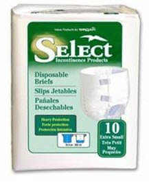 Select Disposable Briefs, Select Disp Brfs Xtra Sm, (1 CASE, 100 EACH)