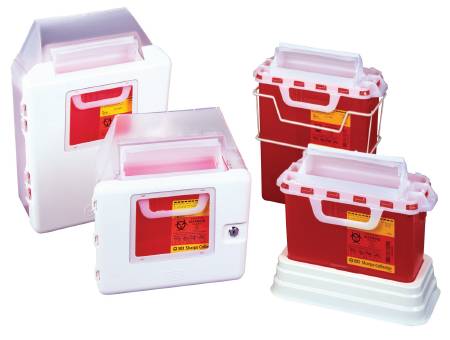 BD 305517, Sharps Container 5.4 Quart, Red Horizontal Entry, 10.75x10.75x4D