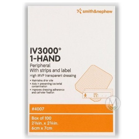 Smith & Nephew IV 3000 1-Hand Transparent Dressing, 100 Count