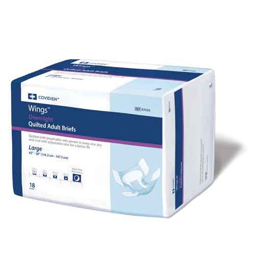 Wings Quilted Overnight Briefs, Large, Pack/18