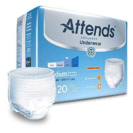 Attends Advanced Protective Underwear, DermaDry, Medium, Unisex , 20 Count (Pack of 4)