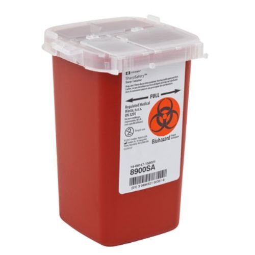 Sharps Container Biohazard Needle Disposal 1 Qt Size (3 Pack)