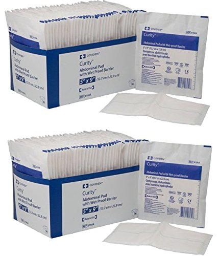 Covidien 9190A Curity Abdominal Pads, Sterile, 5" x 9" (2 Packs of 36)